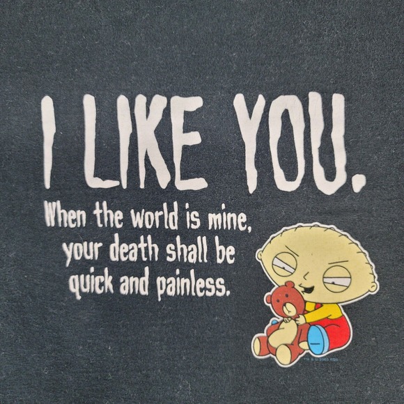 Vintage Family Guy Stewie I Like You Funny Shirt Black M TV Adult Swim 2003 Fox - Picture 3 of 7